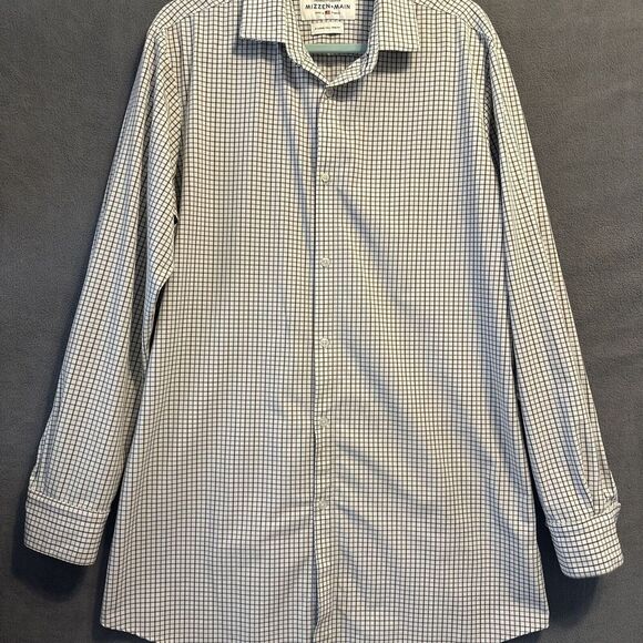 Mizzen + Main Leeward Dress Shirt Trim Fit Mens Size XLT Tall Check Performance - Picture 2 of 10